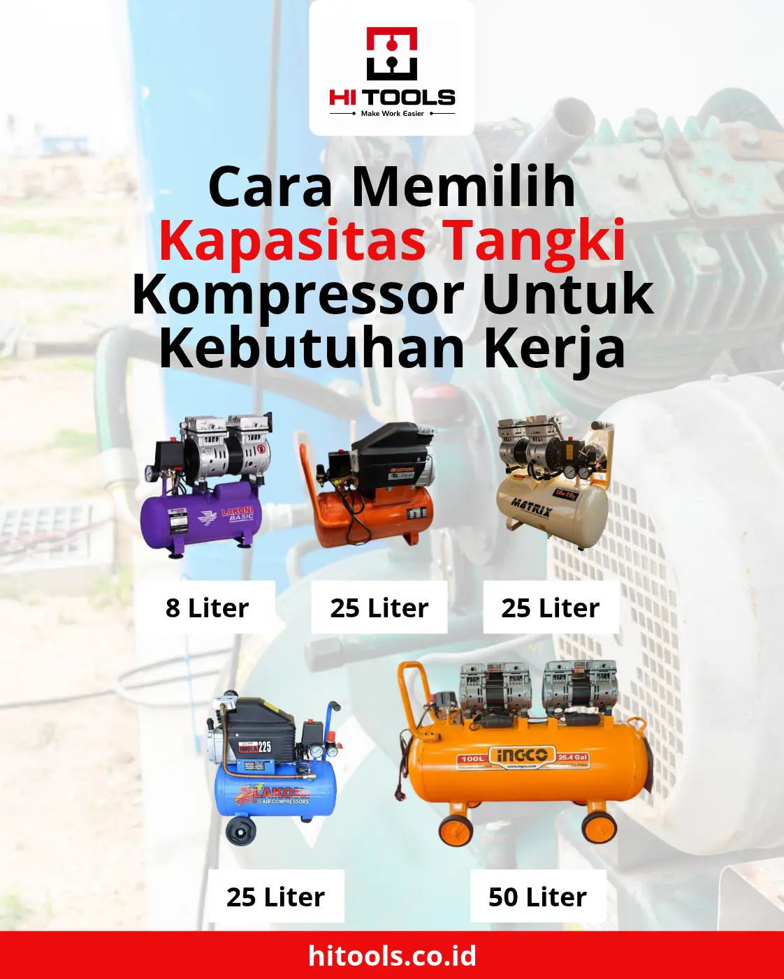 Cara Memilih Kapasitas Tangki Kompresor untuk Kebutuhan Kerja