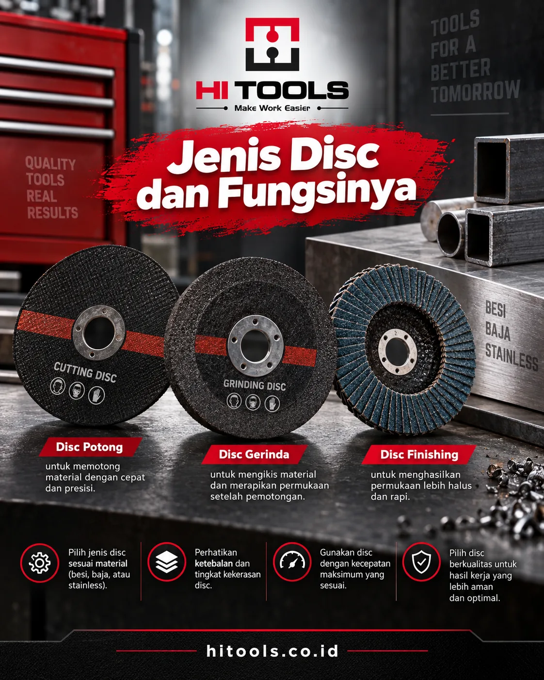Cara Memilih Mata Gerinda untuk Besi, Baja, dan Stainless 2 cara memilih mata gerinda - Cara Memilih Mata Gerinda untuk Kebutuhan Bengkel dan Proyek