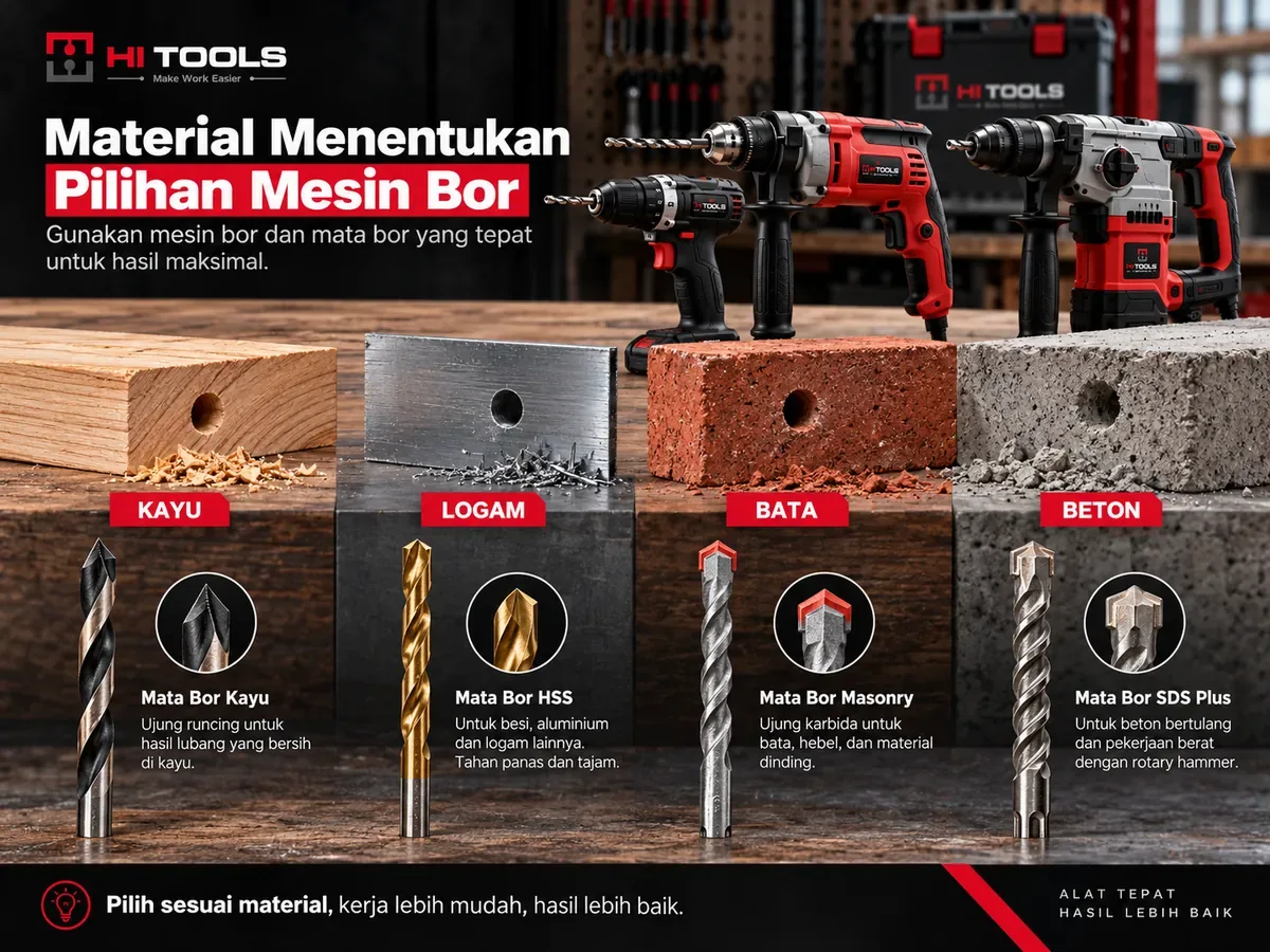 Material dan mata bor untuk memilih mesin bor