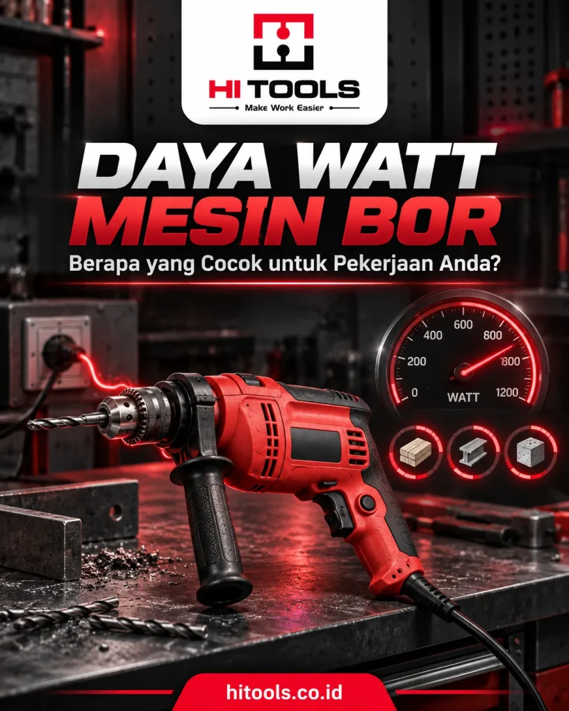 Panduan menentukan daya watt mesin bor sesuai jenis pekerjaan, material, dan frekuensi penggunaan