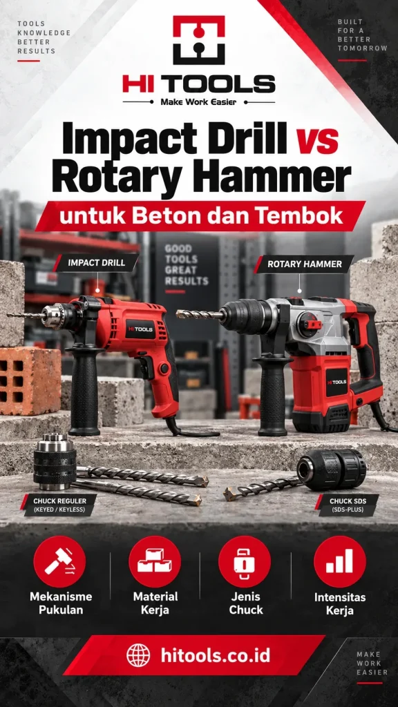 Impact Drill vs Rotary Hammer untuk Beton dan Tembok