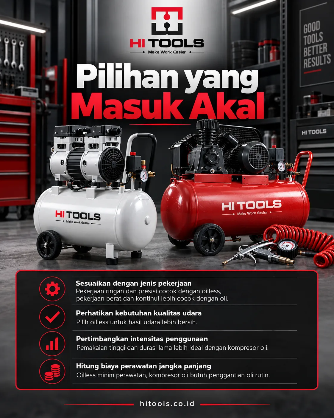 Kompresor Oilless vs Kompresor Oli untuk Bengkel 3 kompresor oilless vs kompresor oli - Cara Menentukan Mana yang Lebih Cocok