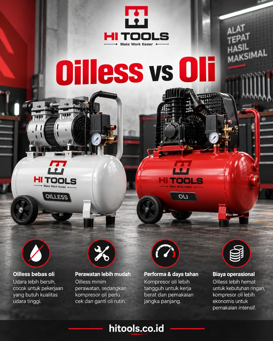 Kompresor Oilless vs Kompresor Oli untuk Bengkel 1 kompresor oilless vs kompresor oli - Kompresor Oilless vs Kompresor Oli dan Perbedaan Dasarnya