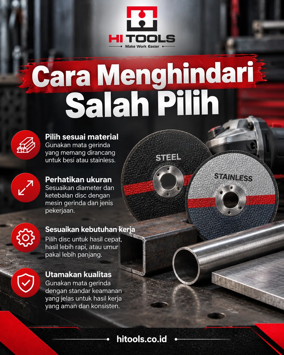 Mata Gerinda Potong Besi vs Stainless: Apa Bedanya? 3 mata gerinda potong besi vs stainless - Cara Menghindari Salah Pilih Disc
