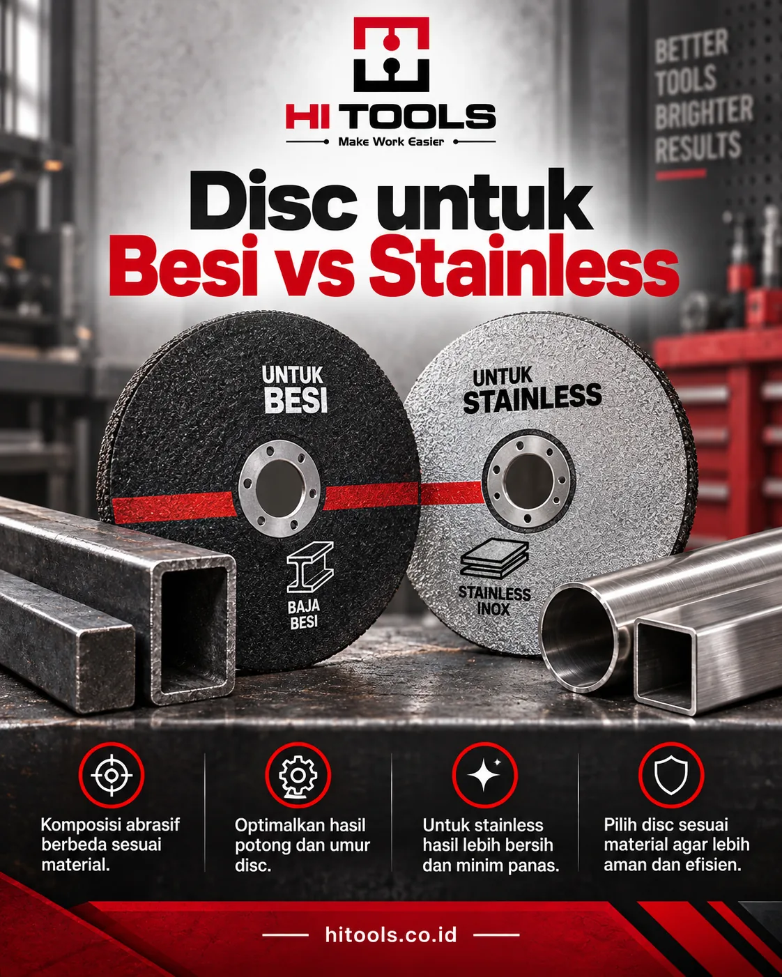 Mata Gerinda Potong Besi vs Stainless: Apa Bedanya? 1 mata gerinda potong besi vs stainless - Mata Gerinda Potong Besi vs Stainless dari Sisi Fungsi