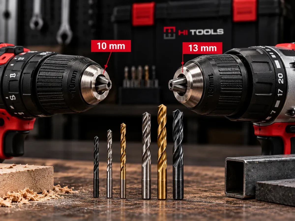 Perbandingan chuck mesin bor 10mm dan 13mm
