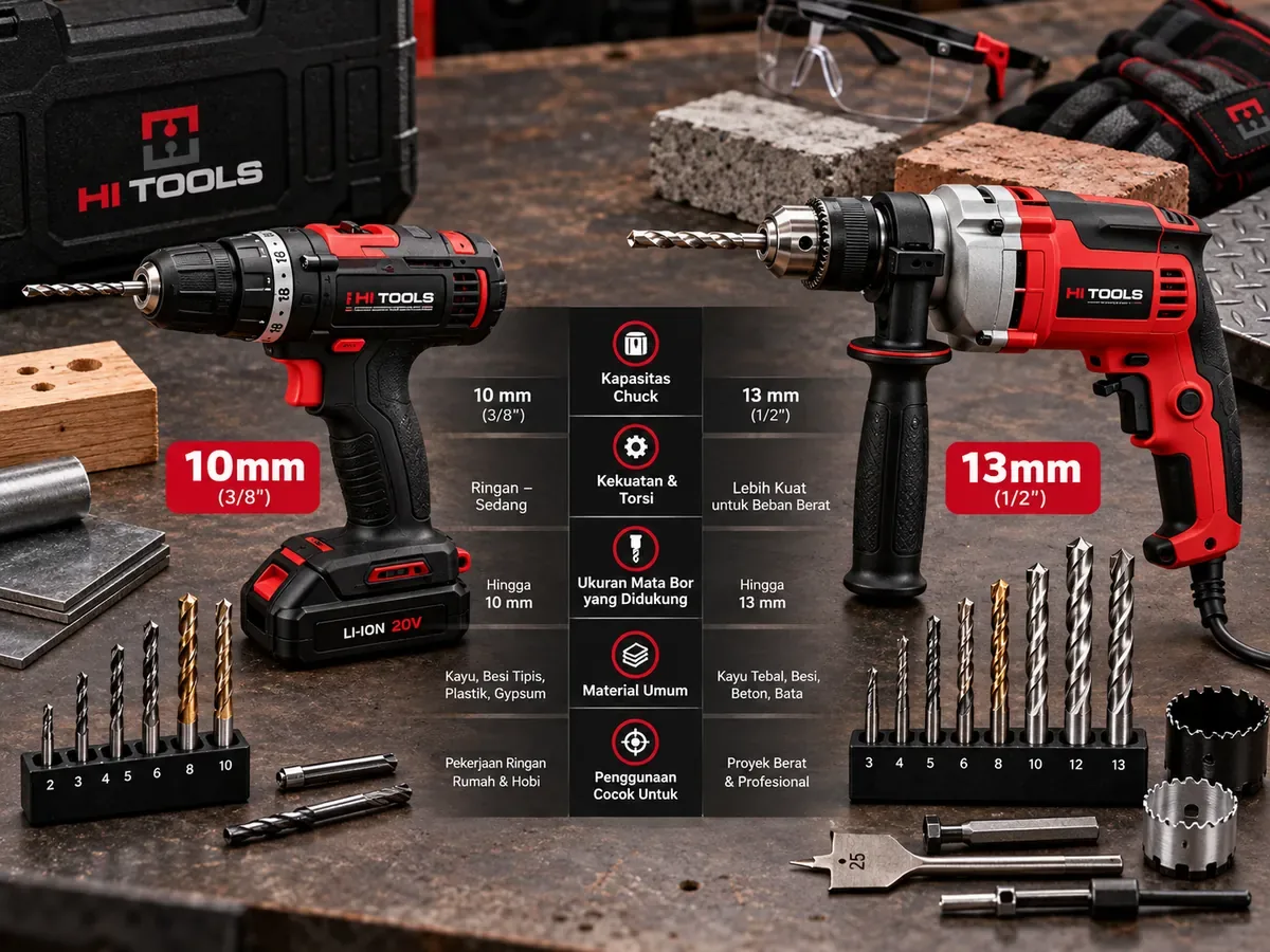 Checklist membandingkan mesin bor 10mm dan 13mm