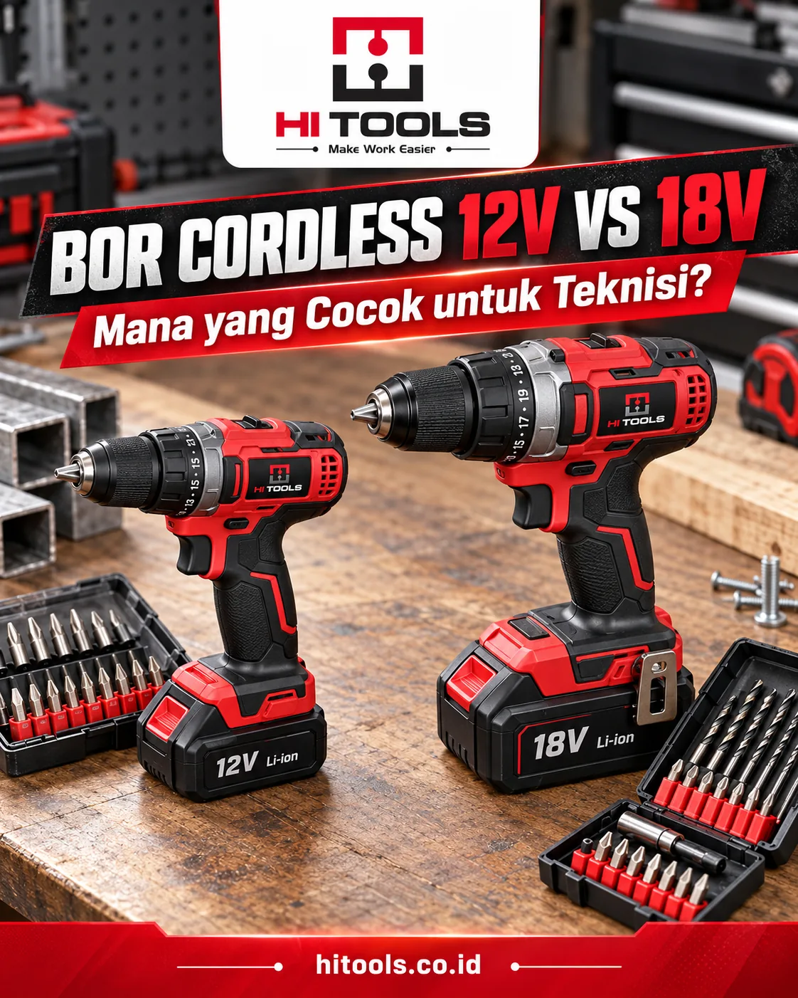 Mesin Bor Cordless 12V vs 18V untuk Teknisi