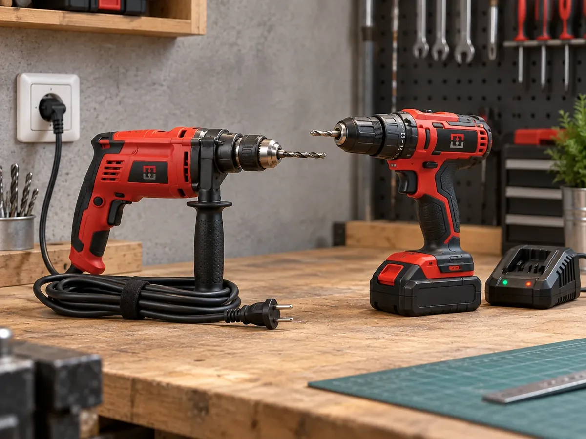 Mesin Bor Listrik vs Cordless: Mana yang Lebih Praktis? 1 Mesin bor listrik dan cordless dengan sumber tenaga berbeda