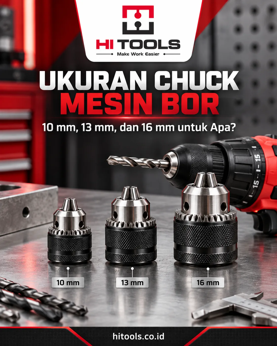 Ukuran Chuck Mesin Bor 10mm, 13mm, dan 16mm untuk Apa?
